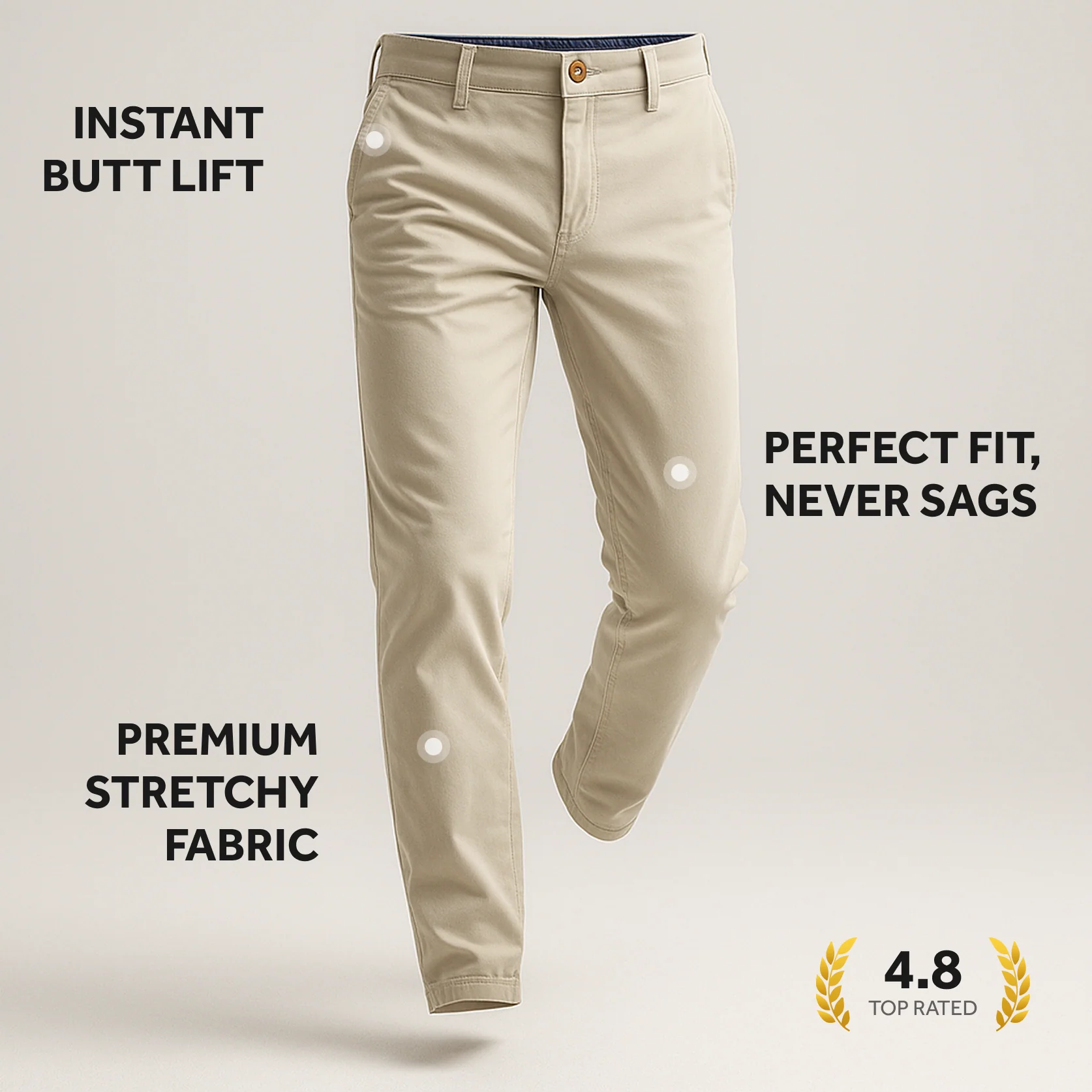 Feel Good Light Khaki Chinos - Image 9