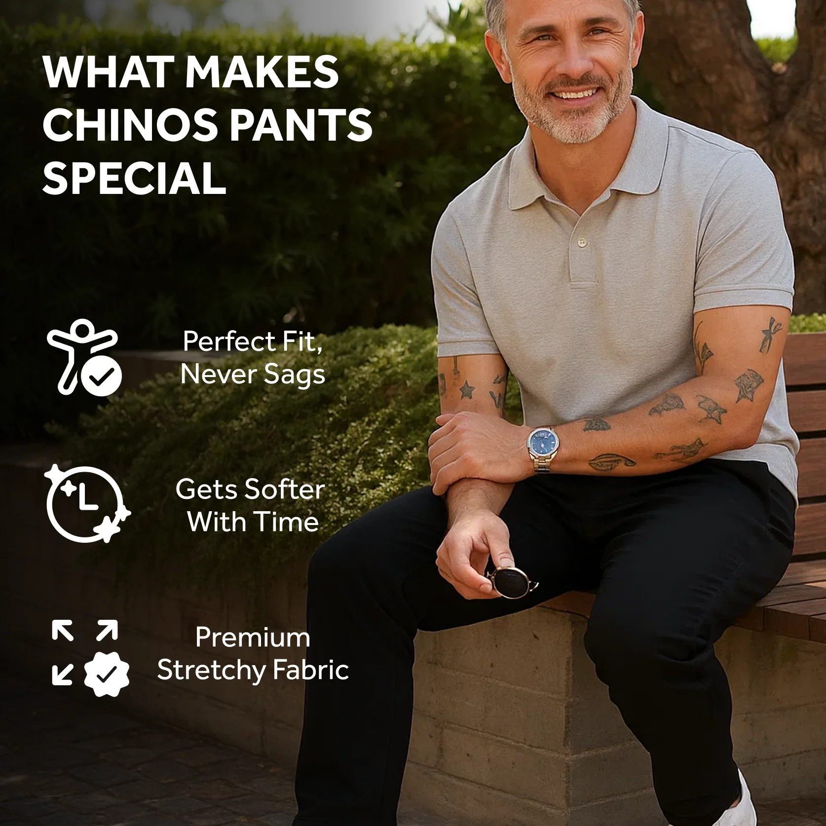 Feel Good Solid Black Chinos - Image 10