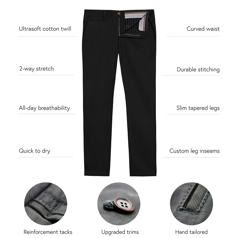 Feel Good Solid Black Chinos - Image 20